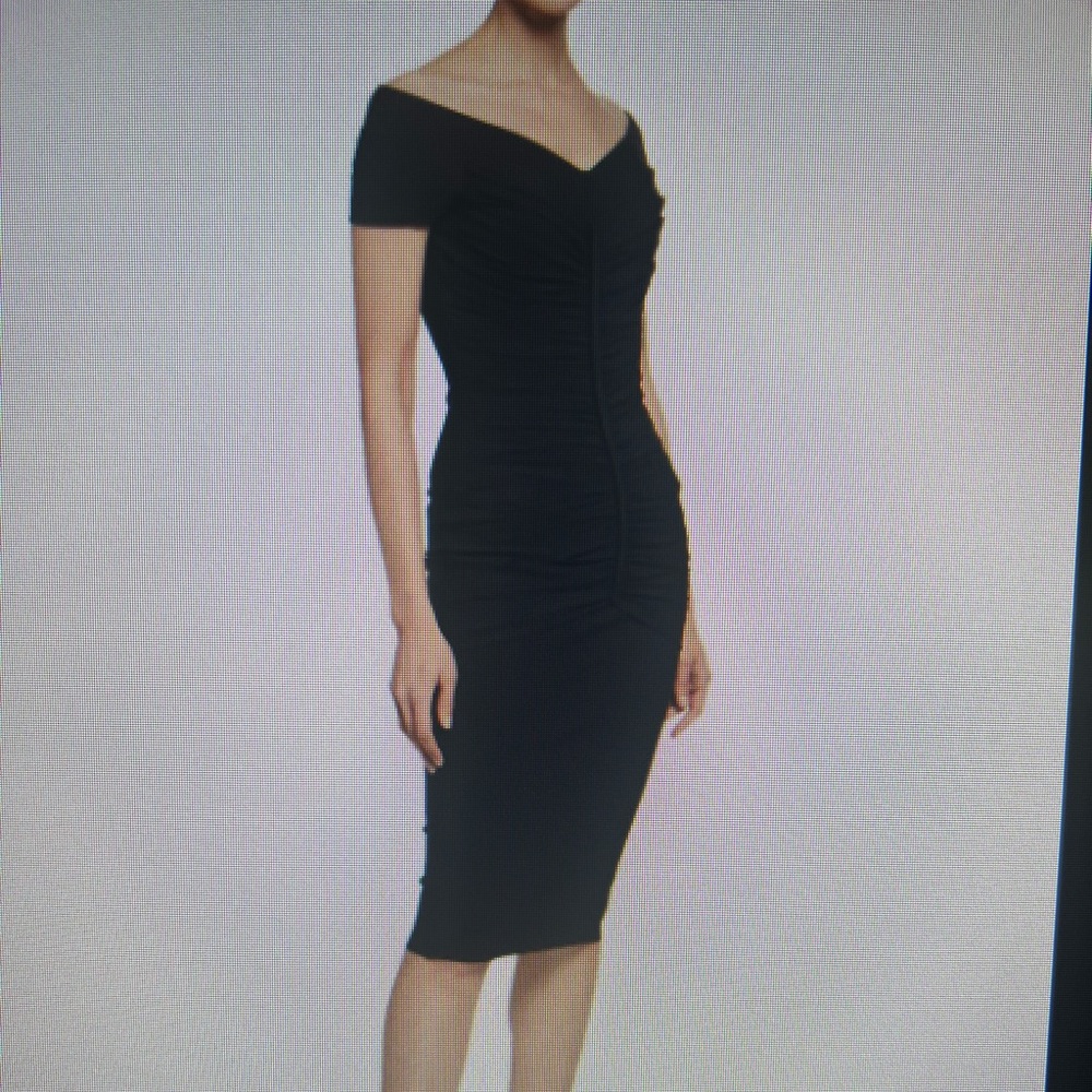 Chiara Boni La Petite Robe Shushana V Neck Cap Sleeve Shirred Body Con Dress 40